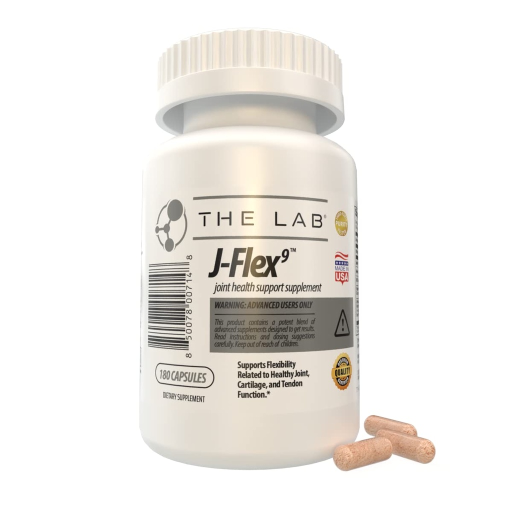 J- FLEX9 Advanced Joint Health Supplement + Cartilage Support & Tendon Function Ingredients include: Chondroitin, Glukozamina, MSM, Curcumin, Boswellia Serrata, Collagen. Wyprodukowane w USA