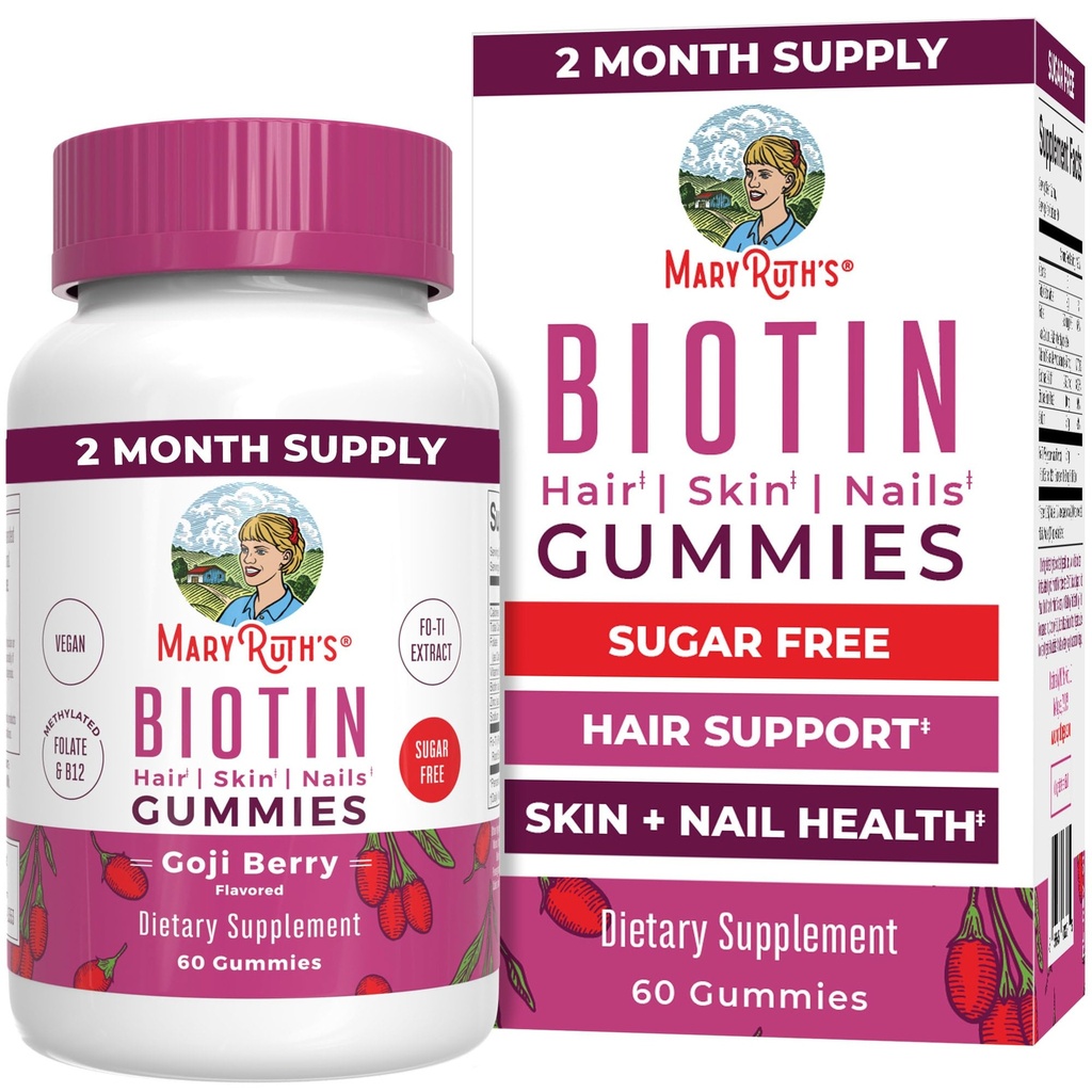 MaryRuth Organics Biotin Gummies is 124; Sugar Free Between 124; Vegan Between 124; Non-GMO Between 124; 2,500 µg Biotin Supplement Equipment 124; Hair Skin and Nails Vitamins Evidence 124; Hair Growth Vitamins Evidence 124; Hair Growth Supplement Evidence 124; 60 Count