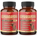 2 opakowania - 60 Kapsułek Aszwagandha Kapsułki - Wysoko skoncentrowane - 5in1 Formuła Aszwagandha, Turmeric, Rhodiola Rosea, Ginger, Czarny Pieprz - 4 Miesiąc Dostawy