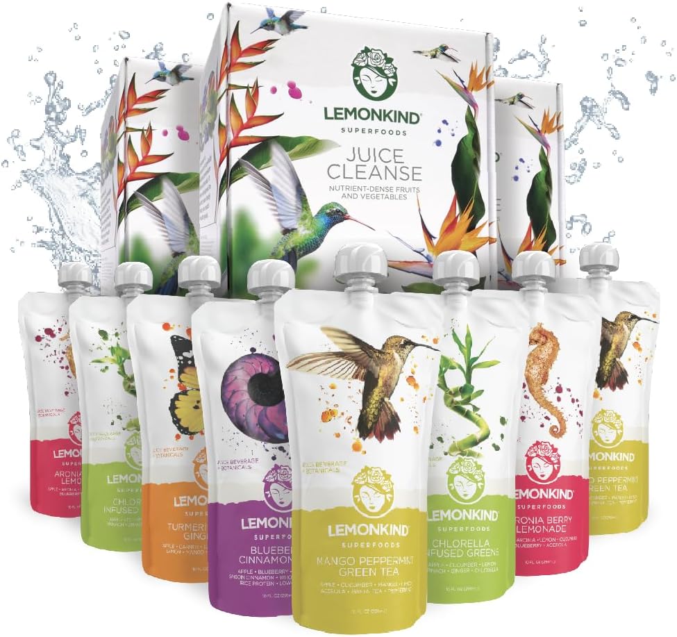 LEMONKIND 3-Day CORE Nutricent- Dense Cleanse: Detox, Energy Boost, Managing Weight, Break Bad Habits - oparte na plantach, Non-GMO, Gluten- Free, Presset, No Concentrates - 24 soki.