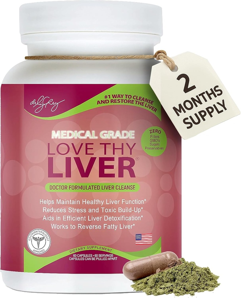 Dr Liz Cruz Love Your Liver - Detox i naprawy wątroby, suplementy wątroby z enzymów, Zioła, & Składniki odżywcze, suplement zdrowia wątroby w Veggie kapsułki, 60 Liczby