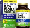 Nature 's Truth Raw Flora Probiotic with Prebiotics Xi124; 40 Billion CFU Xi124; Daily Digestive Vegan Capsules Xi124; Gluten Free Supplement for Men and Women