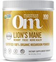Om Organic Mushroom Nutrition Lion 's Mane: Pamięć, Focus, Nerve Health, 100 porcji, 7.14 unce, 200 Gram