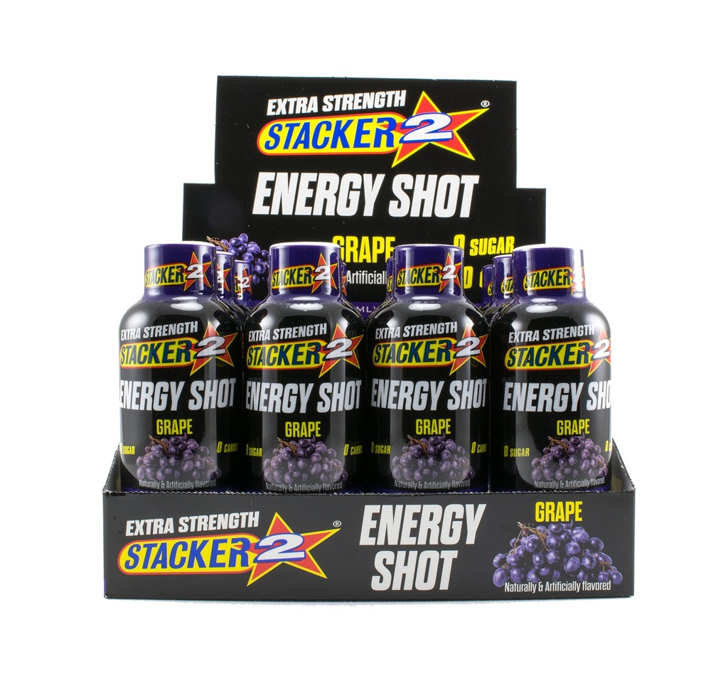 Stacker 2 Extreme Energy Shot Extra Siła, Grape, 2 Płynna unce (Opakowanie 12)
