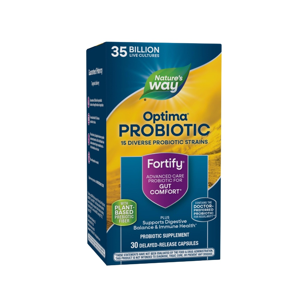 Nature 's Way Fortify Optima Probiotic dla dorosłych, 35 Miliard żywych kultur, 15 Szczepów, Wspiera równowagę pokarmową i zdrowie immunologiczne *, Nie wymaga chłodzenia, 30 Kapsułki (Opakowania maja Vary)