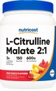 Nutricost L- Citrulline Malate 2: 1 (600g) Fruit Punch - Wsparcie treningu, Wydajność mięśni, Azoksyd azotowy Booster - Suplement Fitness Proszek, 75 Służenie