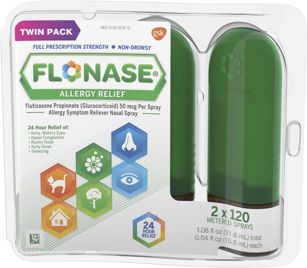 Flonaza Alergia Relief Nasal Spray, 24-godzinna Alergia Medycyna Non Drowsy, Metered Nasal Spray - 0.54 Fl Oz (Opakowanie 1)