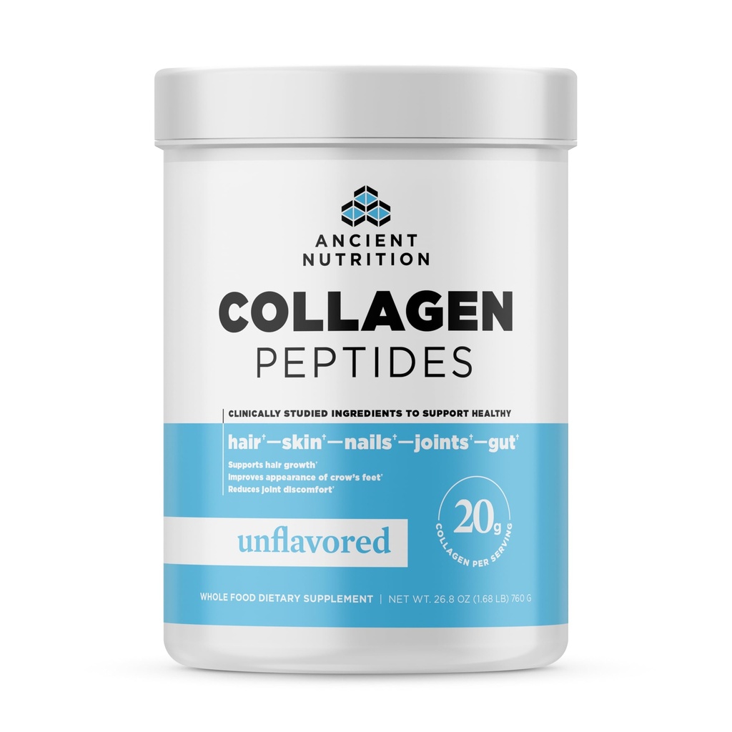 Ancient Nutrition Collagen Peptydes, Collagen Peptydes Powder, Unflavored Zhydrolizowany Kolagen, Pomaga zdrowej skóry, Joints, Gut, Keto i Paleo Friendly, 38 Sługi, 20g Collagen na Serving