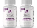Zdrowe Herbs Wildcrafted Elderberry Sea Moss kapsułki 124; 2600mg Irish Sea Moss + Elderberry Essentials Mieszanka 124; US- Made, Vegan, Non-GMO, Easy- Swallow (2- Pack)