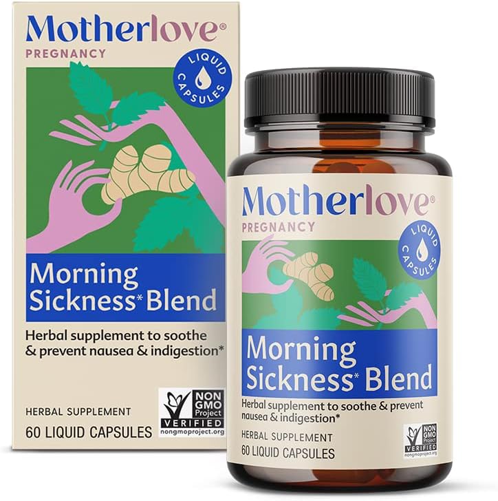 Macierzysta mieszanka porannej choroby (60 płynnych czapek) Suplement ziołowy dla porannej choroby relief - Wegan, Non-GMO, Zioła organiczne, Kosher, Soy- Free