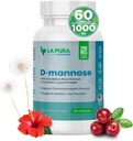 LaPura D- mannose 1000 mg Suplement z Sok żurawinowy w proszku, Hibiscus Kwiat & Dandelion Herb Extract, 60 Kapsułki - Naturalne wsparcie czyszczenia, Zdrowa Wątroba, Bladder, Funkcja Traktu moczowego