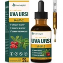 Uva Ursi Bearberry Natural Diuretic Drops, Urnary Health & Nerki Cleanse Detox Herbal Supplement Support UTI & Water Away, Extract W / Dandelion Root Cranberry, Alcohol-Free Tincture.2oz