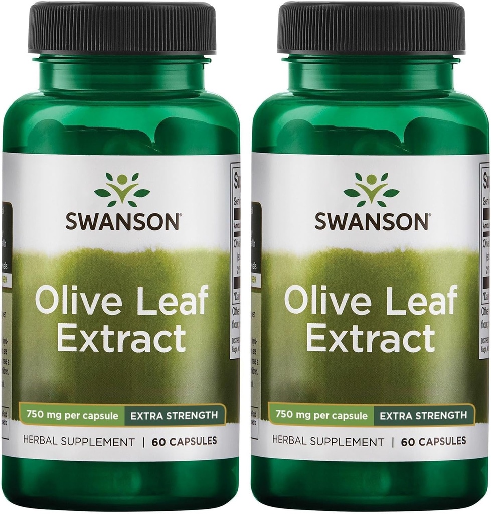 Swanson Olive Leaf Extract kapsułki z 20% oleuropeiną - (60 kapsułek, 750mg każdy) 2 opakowania