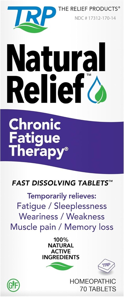 The Relief Products Chronic Fatigue Therapy - 100% Natural Active Ingredients - Zmęczenie, osłabienie, CFS, Zmęczenie - Szybkie rozpuszczanie tabletek - 70ct