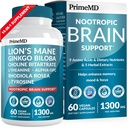 14- in-1 Lions Mane Supples Kapsułki - Nootropowy Suplement Mózgu z Ginkgo Biloba na wsparcie mózgu, Pamięć i Focus - Alpha GPC, L Theanine & Choline Suplementy z 1300mg Per Serving (60 ct)