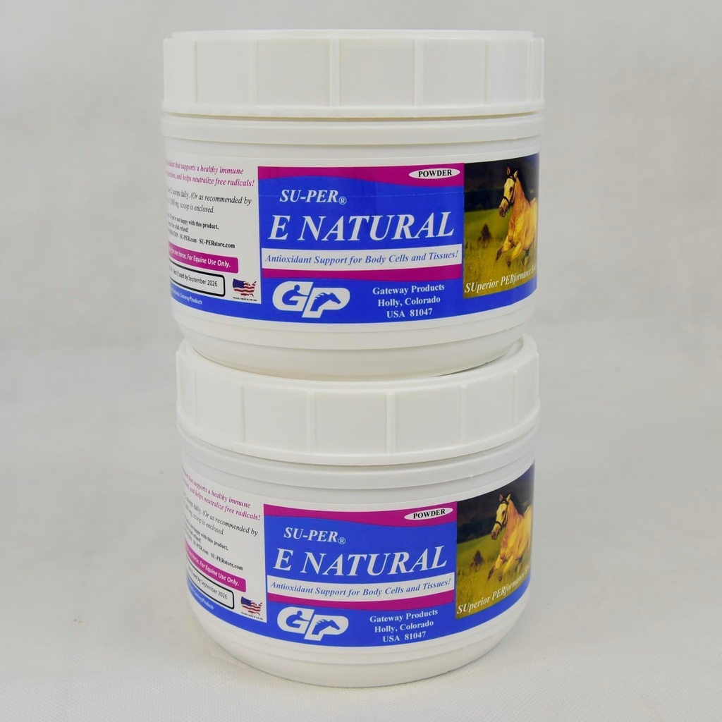 SU- PER E Natural Horse Vitamina E Supplement - Skoncentrowany suplement Witaminy E dla koni osiągalnych - 1 funt, (2 opakowania)