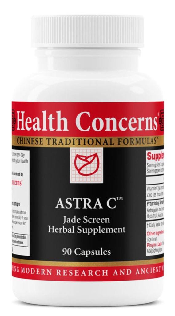 Health Concerns Astra C – Immune Support, Cold Prevention & Antioxidant Formula – Vitamin C, Zinc, Astragalus, Atractylodes, Rose HIPS & Acerola – Natural Chinese Herbal Supplement – 90 Capsules