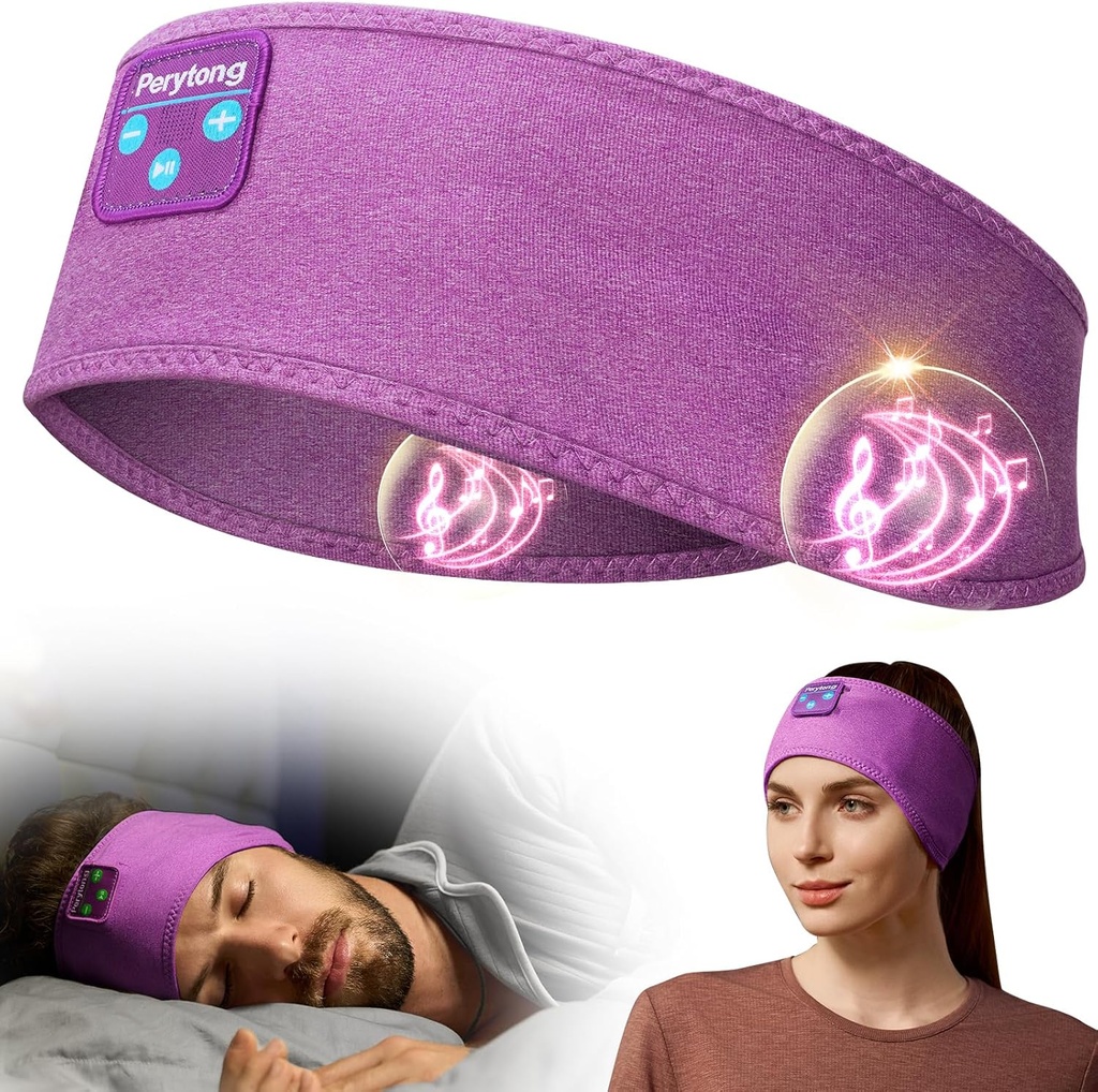 Perytong Sleep słuchawki Bluetooth Headband, Sports bezprzewodowe słuchawki Sleeping Earbuds z Ultra- cienki HD głośniki słuchawki dla Sleeping Trening Fajne gadżety unikalne prezenty