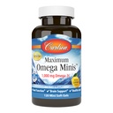 Carlson - Maximum Omega Minis, 1000 mg Omega- 3, Funkcja serca, Wsparcie mózgu i zdrowe starzenie, Lemon, 120 Mini Softgels