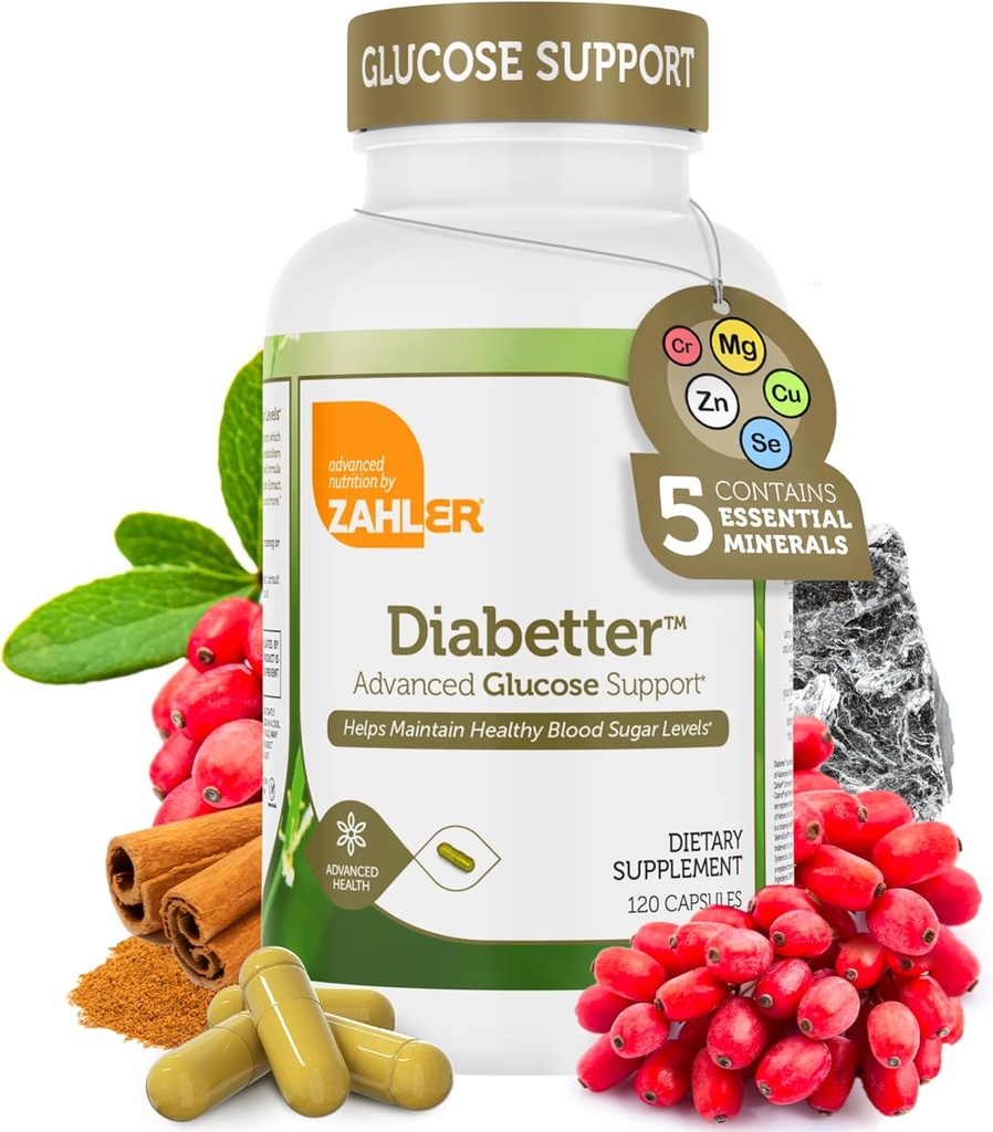 Zahler Diabetter, Advanced Glucose Supplement z cynamonem, Certified Kosher, 180 kapsułki