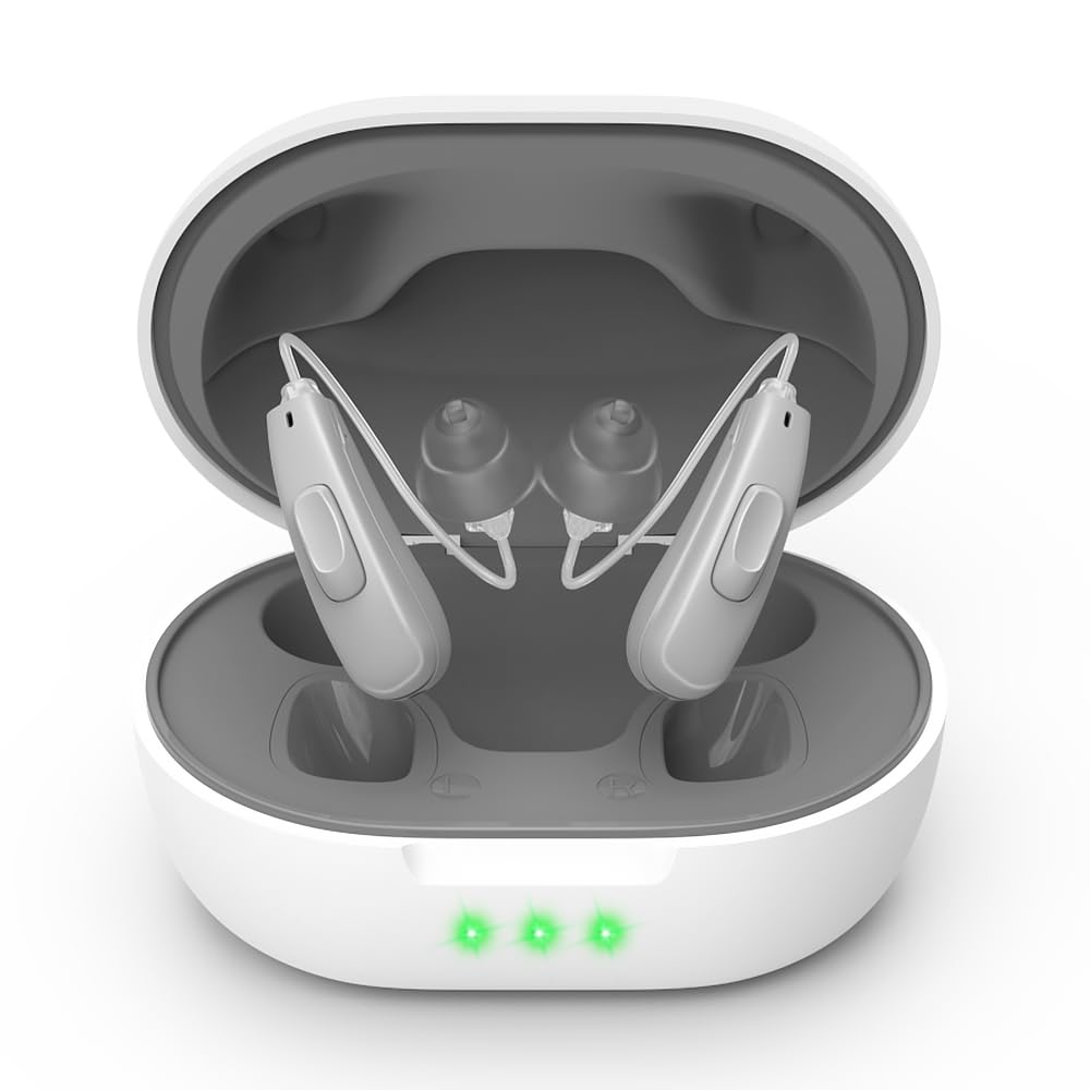 True Hearing Aids (Not Amplifier) 11 Channals Professional Rechargeable Waterproof Hearing Aids for Seniors Serve with Noise Cancelling Hearing Aid with Magnetic Charging Box (Grey)
