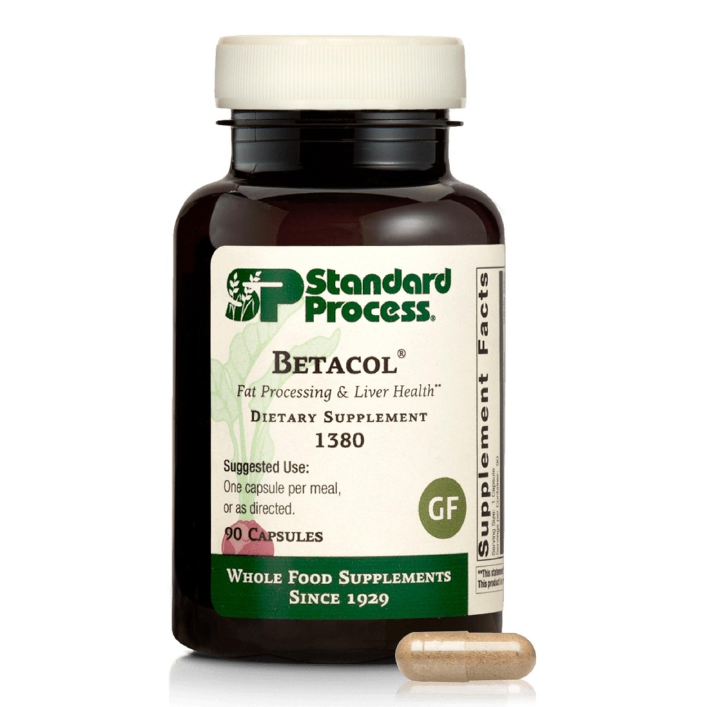 Standard Process Betacol - Wspiera Funkcję Wątroby i Produkcję Bile - Suplement do Zdrowia Wątroby z Niacyną i Witaminą B6 - Bezglutenowy, Non-Dairy & Non-Soy - 90 Kapsułki