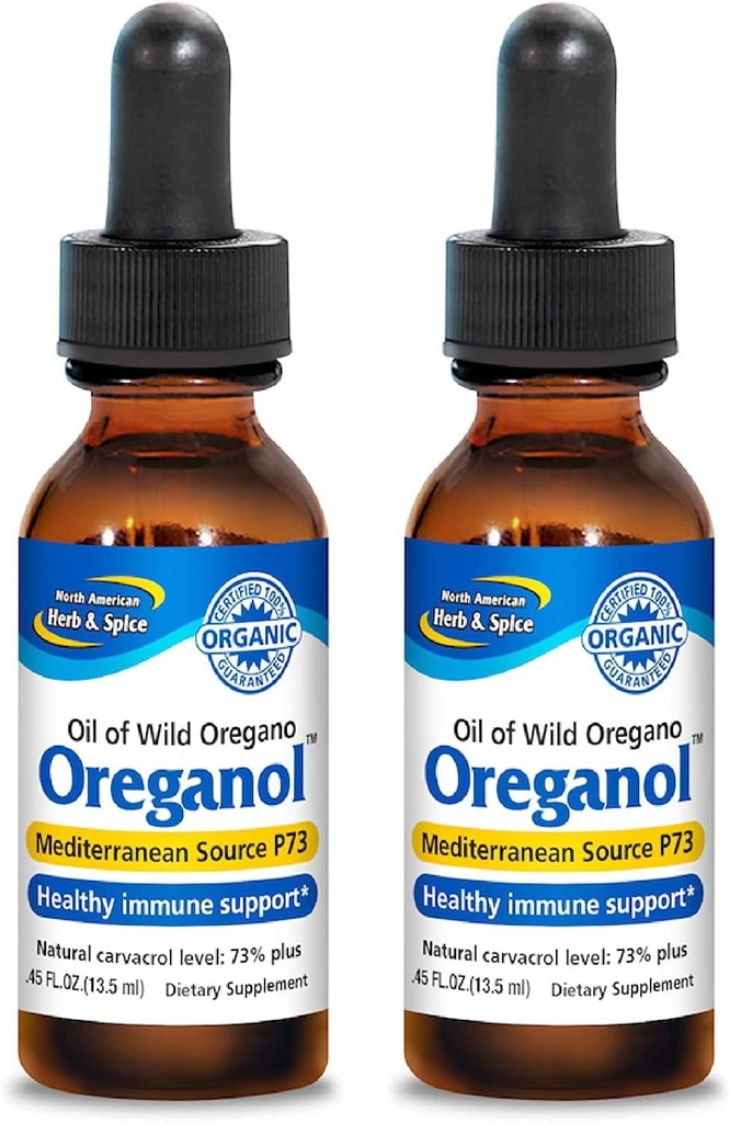 PÓŁNOCNY AMERYKAN HERB & SPICE Oreganol - 0,45 fl oz, Opakowanie 2 - Nieprzetworzony, Dziki, Organiczny Olej Oregano - Śródziemnomorskie Źródło P73 - Non-GMO - 388 Sługi ogółem