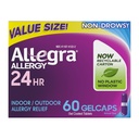 Allegra Adult 24- godzinna ulga alergiczna Gelcaps, Non- Drowsy Indoor and Outdoor alergy Medicine, 180 mg Fexofenadyna HCI Antihistamine Pill, 60- Count