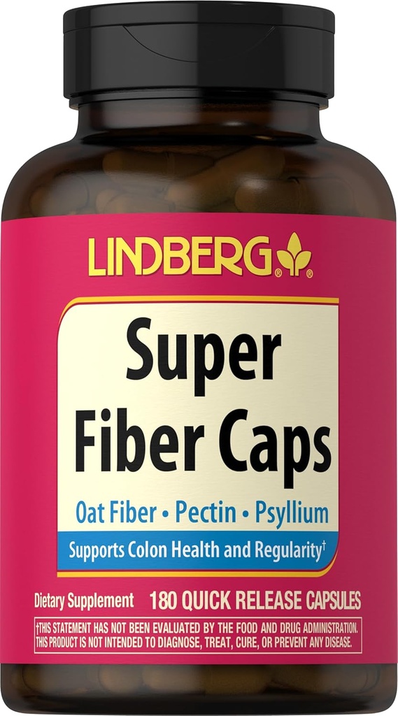 Lindberg Super Fiber Supplement Equipment 124; 180 Kapsułki Equipment 124; Owies, Pectin, & Psyllium Equipment 124; Non-GMO & Gluten Free