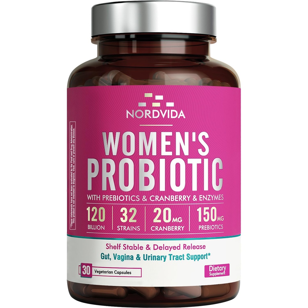 Kobiece Probiotyki, 120 Milionów i 32 Szczeliny z Żurawiny, Prebiotyki i Enzymy Digestive, Gut, Waginalne i Urynalne Wsparcie Tract, 30 Opóźnione uwalnianie kapsułki