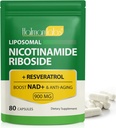 Suplement NAD - Nikotynamid liposomalny Ribozyd 900mg, Resveratrol, Quercetin - Wysokiej czystości suplement NAD dla energii, Wsparcie zdrowia komórkowego, Stamina & Zdrowe Starzenie - Ultra Siła 80 Kapsułki