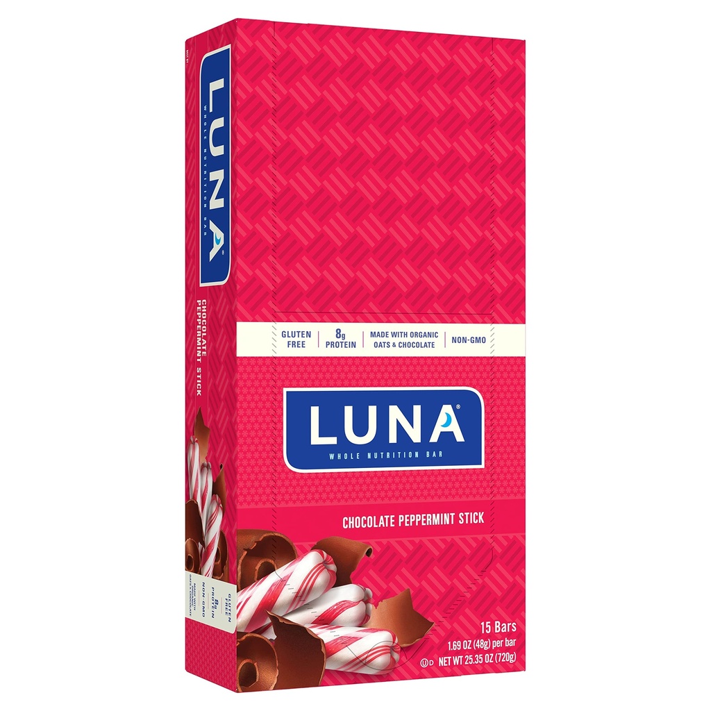 LUNA BAR - Gluten Free Snack Bars - Czekoladowy miętowy Stick -8g białka - Non-GMO - Plant- Oparte na zdrowe przekąski - On the Go Snacks (1.69 Ounce Snack Bary, 15 Hrabia)