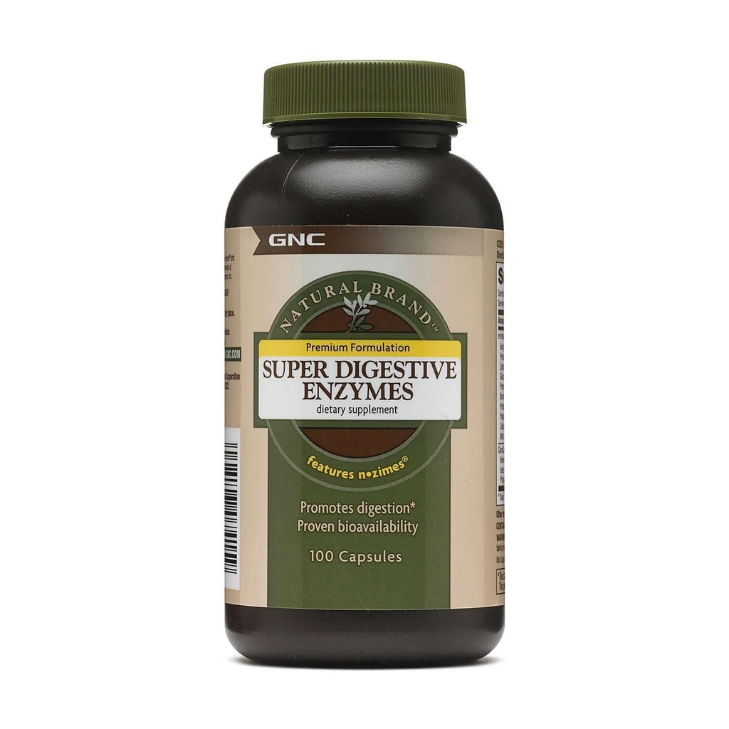 GNC Natural Brand Super Degestive Enzymy, Promotes Protein, węglowodanów i tłuszczów, 100 kapsułki