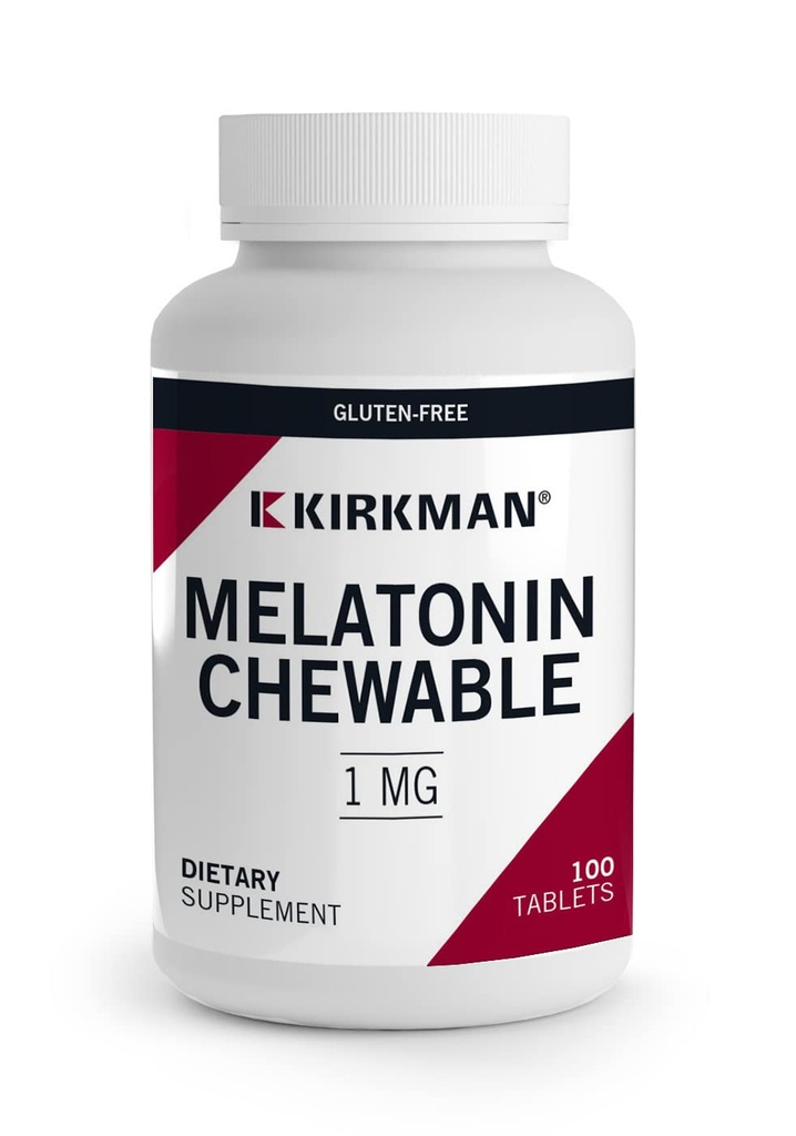 Kirkman - Melatonina 1 mg tabletki do rozgryzania i żucia - 100 tabletek - Promotes Sleep - Odświeżająca mięta Flavor - Hipoalergiczne