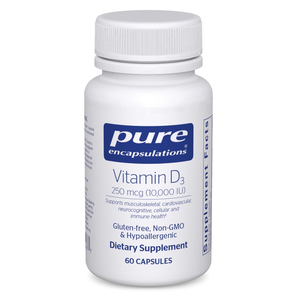 Pure Encapsulations Vitamin D3 250 mcg (10,000 IU) - Supplement to Support Bone, Joint, Breast, Heart, Colon & Immune Health - with Premium Vitamin D - 60 Capsules