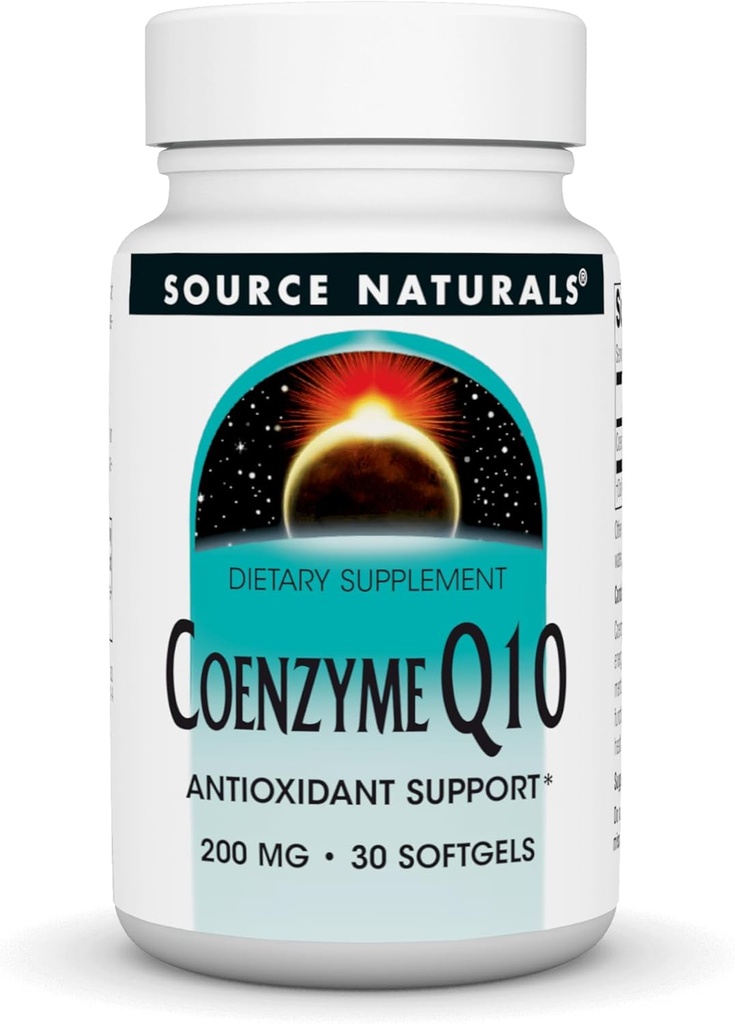 Źródło Naturals Coenzym Q10 Antyoksydant Support 200 mg for Heart, Brain, Immunity, & Liver Support - 30 Softgels