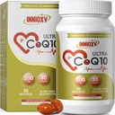 CoQ10 200mg Softgels for Heart Health, Powerful Antioksydant Supplement for Vascular Health, Energy Production, High Absorption CoQ10 Nutritional Supplements, 30 Softgels