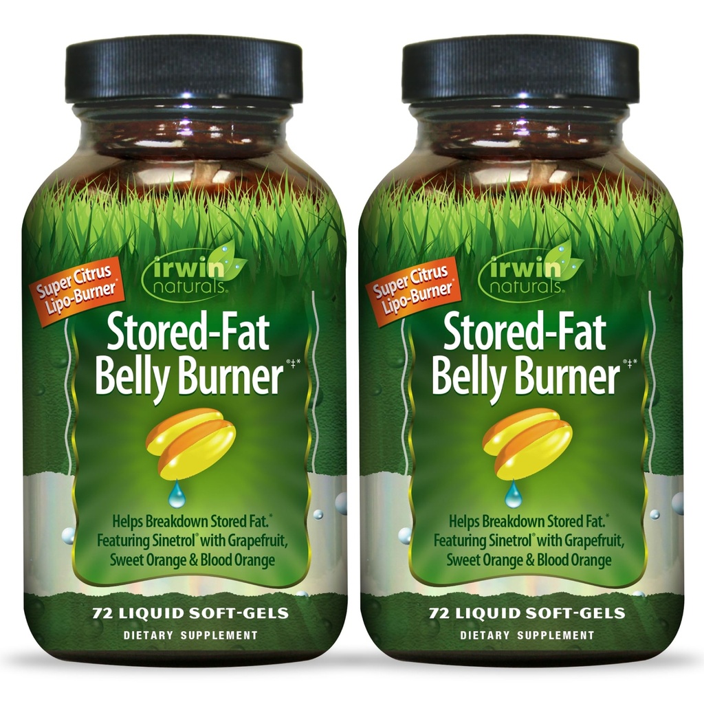 Irwin Naturals Stored- Fat Belly Burner - 72 Płynne Soft- żele, Pack of 2 - Pomaga wsparcie Podział tłuszczu zapakowanego - 48 Łączne służby