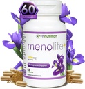 VH Nutrition MENOLITE+ | Menopause Supplement* for Women | Maximum Strength Hormonal Support* and Hot Flash Relief* | Natural Formula for Menopause Symptom Relief | 60 Capsules