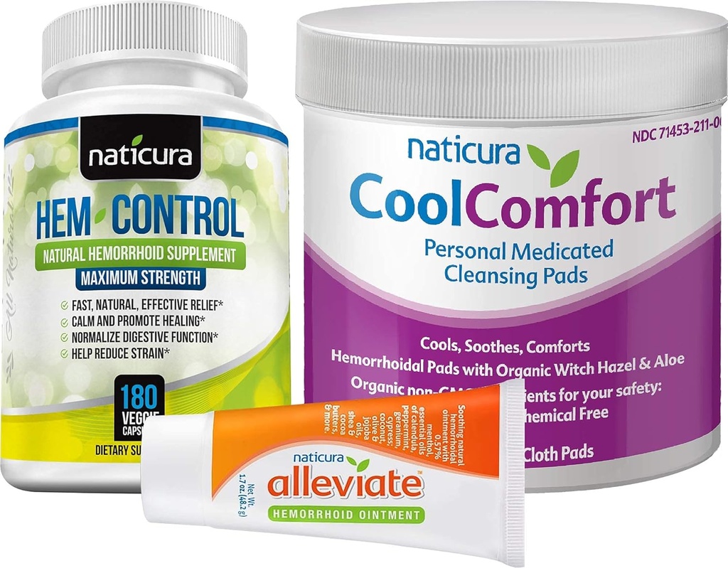 Paleta - Levegate Natural Hemorrhoid Relief Ointment, Hem- Control Natural Hemorrhoid Supplement (180 Count) i CoolComfort Personal Cleansing Pads (100 Count) - All- Natural, Szybkie aktorstwo