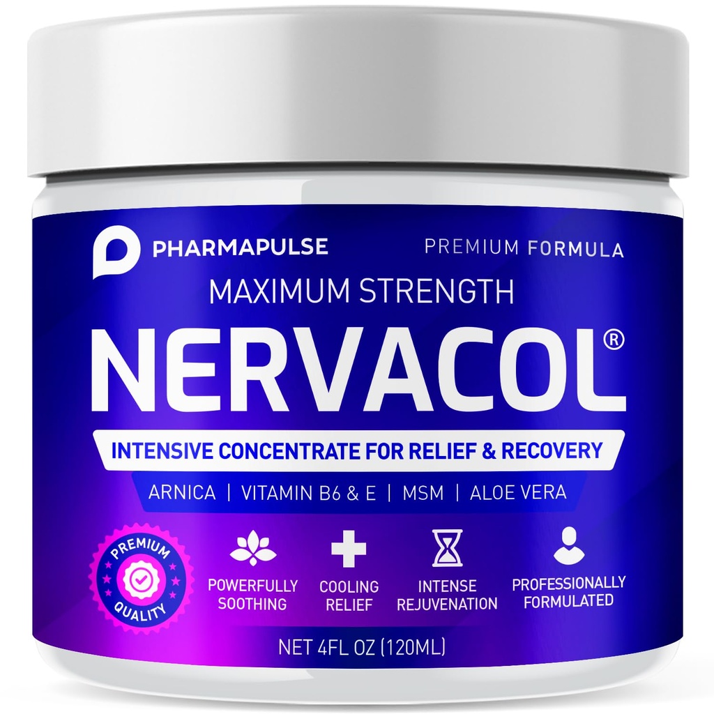 Pharmapulse Neuropathy Nerve Therapy & Relief Cream - Maximum Strength Relief Cream for Foot, Hands, Legs, Toes zawiera kwas lipoinowy alfa, Arnica, Witamina B6, Aloe Vera, MSM - Skuteczna kojąca 4oz