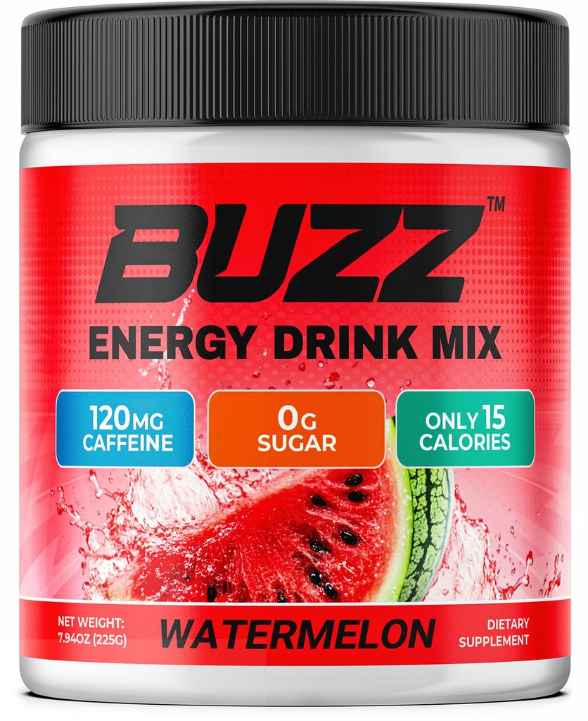 Rano Buzz Energy Drink Proszek - Energy Boost Drink Mix - Bezcukrowa energia z przeciwutleniaczami - Rano Kickstart i Sports Nutrition Endurance Product - 30 Słupki, Arbuz, 8 Ounces
