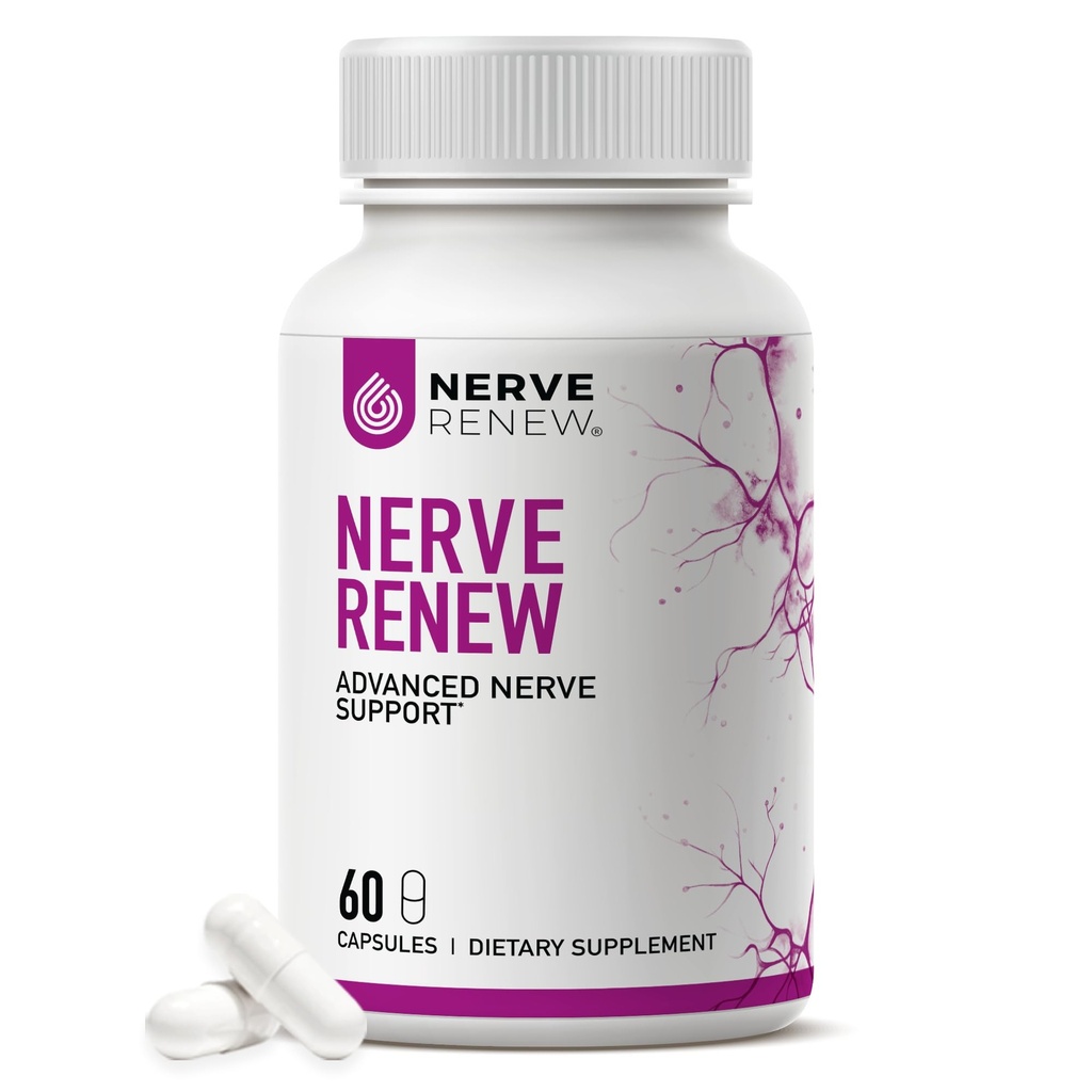 NERVE RENEW Advanced Nerve Support - 300mg stabilizowany R- Alpha kwasu lipoinowego, kompleks witaminy B, Benfotiamina, Zioła do szybkiego działania wsparcia
