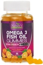 Omega 3 Fish Oil Gummies, Heart Healthy Omega 3 Gummy Suplement z wysoką absorpcją DHA & EPA, Extra Siła Joint & Wsparcie Mózgu, Pyszne Pomarańczowy Flavor Fish Oil Nature 's Witamina - 60 Gummies