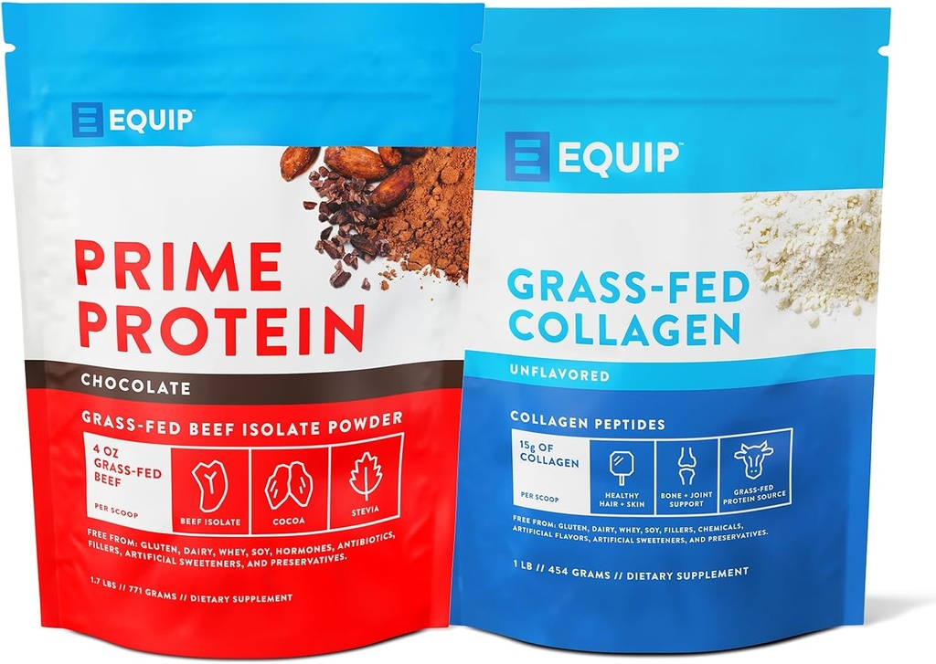 Equip Foods Prime Protein Powder Czekolada & Kolagen z trawy Proszek Unflavored