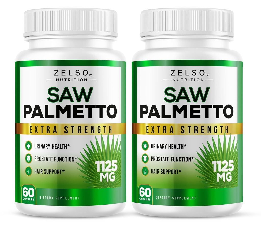 (2 Pack) Saw Palmetto Prostate Supplement for Men, 3- in-1 Benefits, DHT Blocker Hair Growth i Beta Blocker, Urnary Health, Prostate Function Support, 2 Month Supply