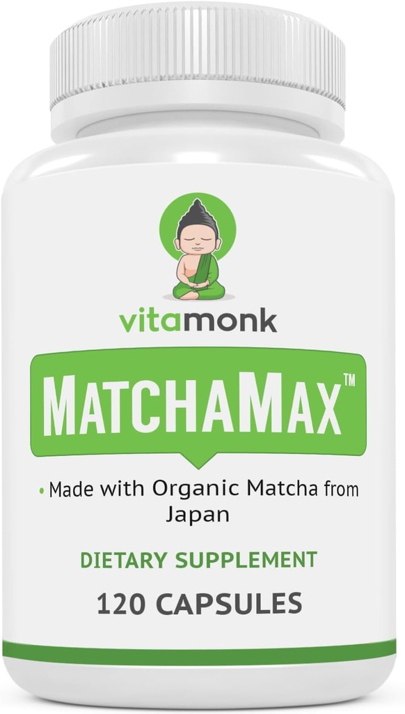 MATCHAMAX ™ Organic Japanese Matcha kapsułki - Pure Organic Matcha Green Tea Pills for Smooth Zen- Like Energy and Natural Mood Boost - Vegan Matcha Supplement Packed with Antioksydants - 120ct
