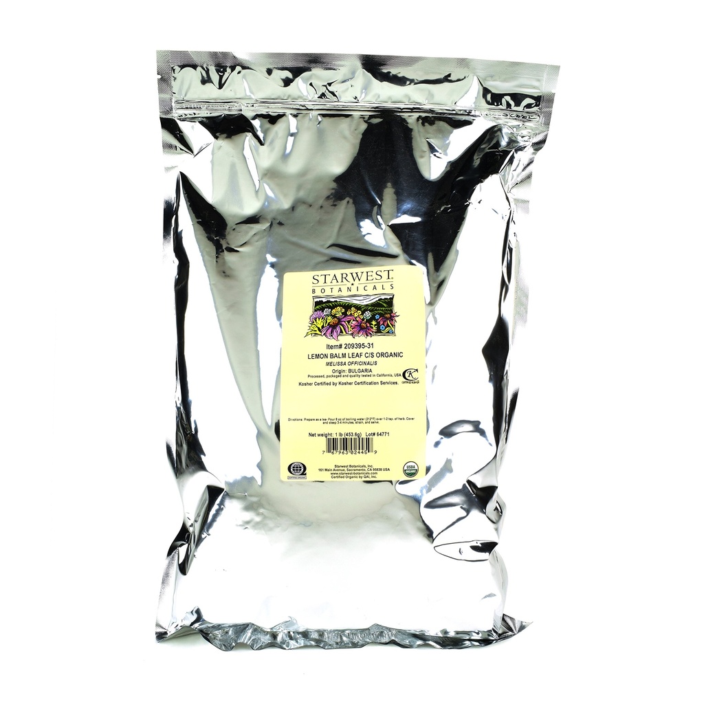 Starwest Botanicals Organic Lemon Balm Leaf C / S, 1 funt