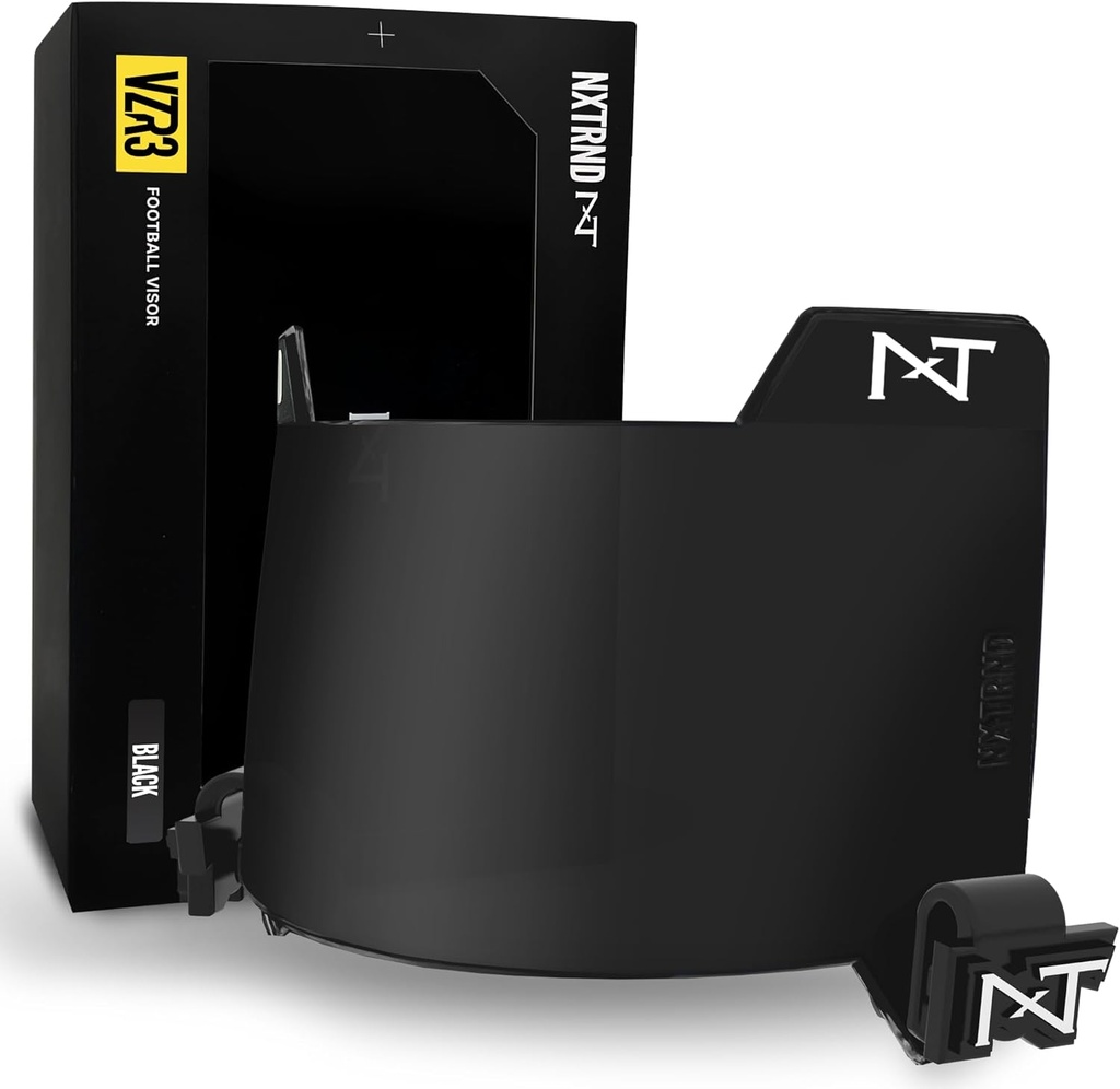 Nxtrnd VZR3 Football Visor, Technologia zakrzywionych soczewek, Pasuje kaski piłki nożnej dla dorosłych i młodzieży