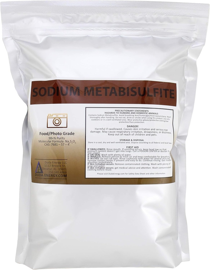 Duda Energy meta05 Sodu Metabisulfite Food Grade / Photo Grade 98, 5 lb.